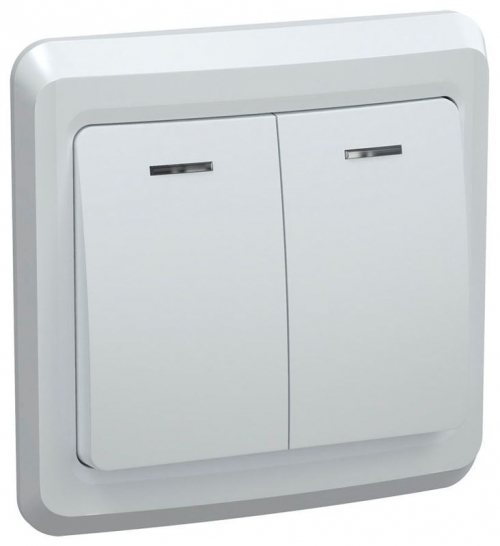 Выключатель 2-кл. СП Вега 10А IP20 ВС10-2-1-ВБ с индикацией бел. IEK EVV21-K01-10-DM EVV21-K01-10-DM