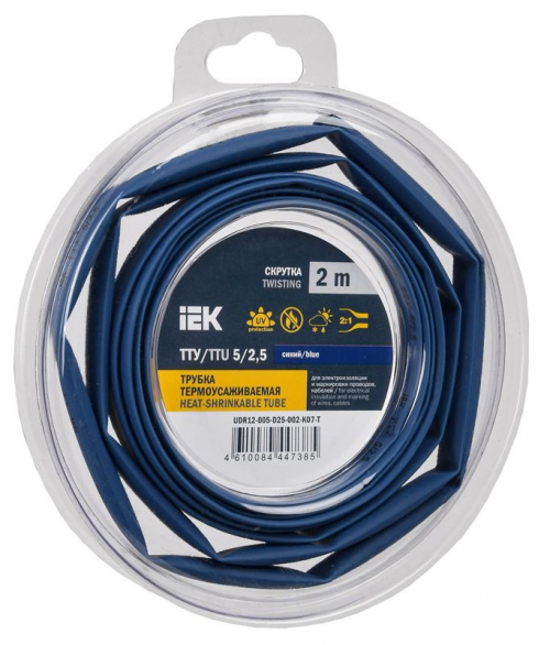 Трубка термоусадочная ТТУ нг-LS 5/2.5 син. (уп.2м) IEK UDR12-005-D25-002-K07-T UDR12-005-D25-002-K07-T
