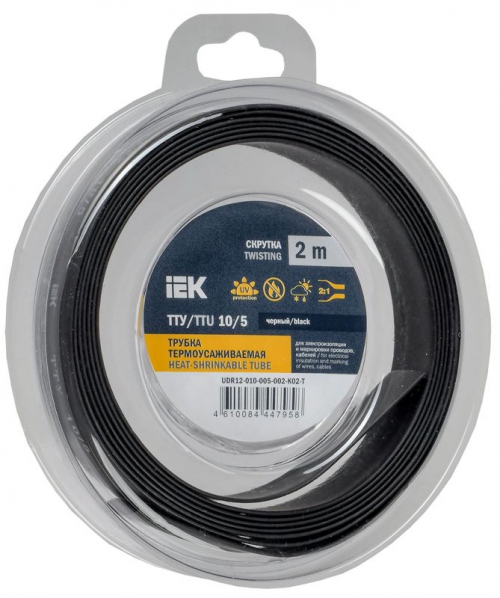Трубка термоусадочная ТТУ нг-LS 10/5 черн. (уп.2м) IEK UDR12-010-005-002-K02-T UDR12-010-005-002-K02-T