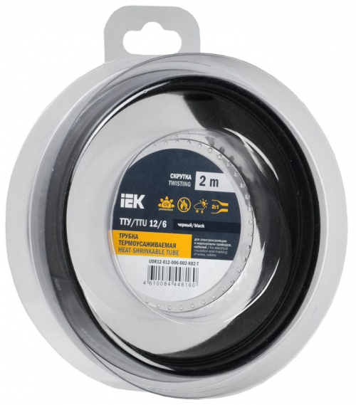 Трубка термоусадочная ТТУ нг-LS 12/6 черн. (уп.2м) IEK UDR12-012-006-002-K02-T UDR12-012-006-002-K02-T