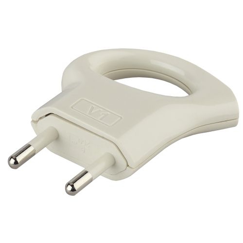 Вилка V1 6А без заземл. с кольцом непрямой ввод (10/200/9600) бел. ЭРА Б0019182 Б0019182