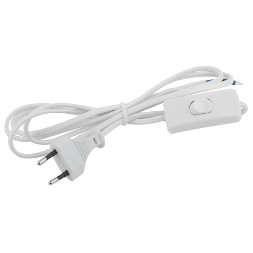 Шнур для бра 1.8м с выкл. ШВВП 2х0.5 бел. UX-ШВВП-S-1.8m-W ЭРА Б0044071 Б0044071