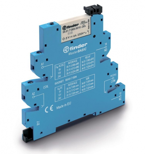 Модуль интерфейсный электромеханич. реле MasterBASIC 1CO 6А AgNi 24В AC/DC IP20 винт. клеммы FINDER 391100240060 391100240060