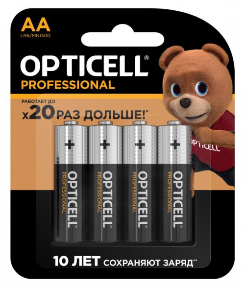 Элемент питания алкалиновый AA/LR6 (блист. 4шт) Professional Opticell 5052001 5052001