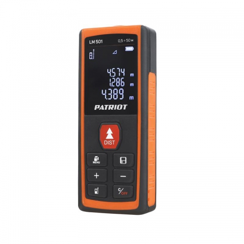 Дальномер лазерный LM 501 макс. дистанция 50м измерение площади объема подсветка память 30изм. чехол в компл. PATRIOT 120201501 120201501