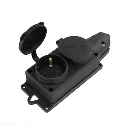 Колодка удлинителя 2-м Компакт 1ф с заглушками каучук UNIVersal 1788 1788