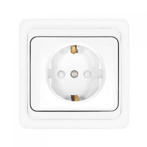 Розетка 1-м СП Валери 16А IP20 с заземл. защ. шторки бел. UNIVersal В0028х В0028х