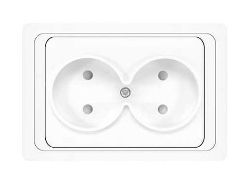 Розетка 2-м СП Валери 16А IP20 без заземл. защ. шторки бел. UNIVersal В0102x В0102x