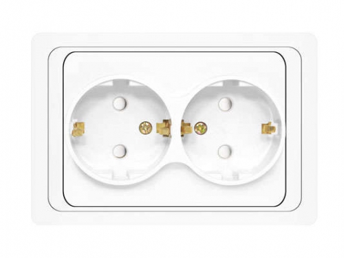 Розетка 2-м СП Валери 16А IP20 с заземл. защ. шторки бел. UNIVersal В0128x В0128x
