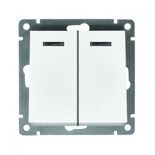 Выключатель 2-кл. СП Афина 10А IP20 с подсветкой механизм бел. Universal A0123 A0123