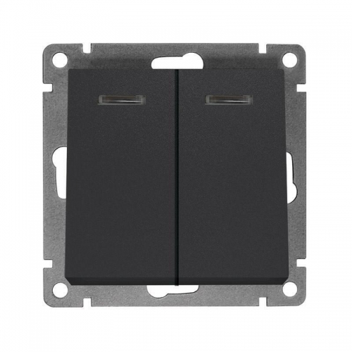 Выключатель 2-кл. СП Афина 10А IP20 с подсветкой механизм графит Universal A0123-Gr A0123-Gr