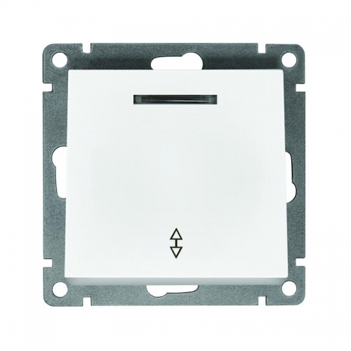 Переключатель проходной 1-кл. СП Афина 10А IP20 с подсветкой механизм бел. Universal A0125 A0125