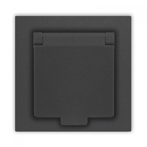 Розетка 1-м СП Афина 16А IP20 с заземл. с крышкой в сборе графит Universal A0029-Gr A0029-Gr