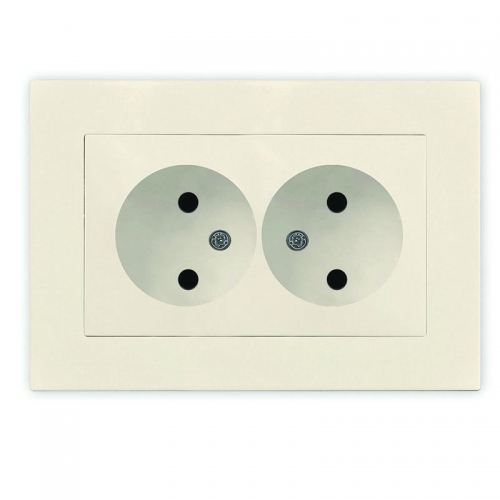 Розетка 2-м СП Афина 16А IP20 без заземл. в сборе сл. кость (ivory) Universal A0102-I A0102-I