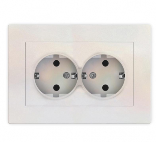 Розетка 2-м СП Афина 16А IP20 с заземл. в сборе жемчуг Universal A0128-OBr A0128-OBr