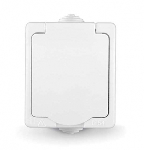 Розетка 1-м ОП Аллегро 16А с защ. крышкой защ. шторки с заземл. IP54 бел. UNIVersal 5563286 5563286