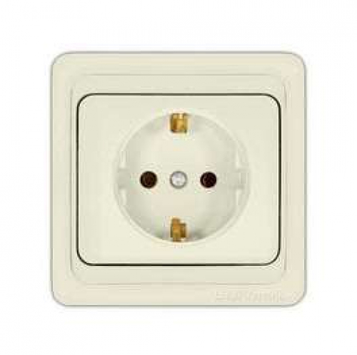 Розетка 1-м СП Валери 16А с заземл. сл. кость UNIVersal Б-В0028 Б-В0028