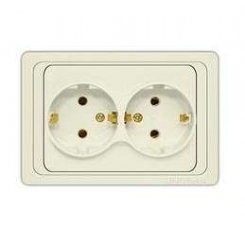 Розетка 2-м СП Валери 16А с заземл. сл. кость UNIVersal Б-В0128 Б-В0128