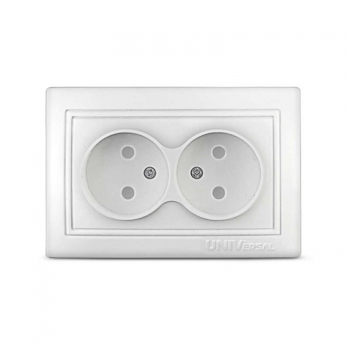 Розетка 2-м СП Севиль 16А IP22 без заземл. защ. шторки бел. UNIVersal С0048 С0048