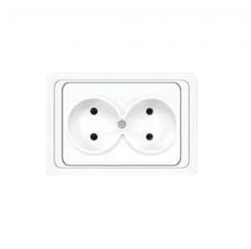 Розетка 2-м СП Валери 16А IP20 без заземл. бел. UNIVersal В0102 В0102