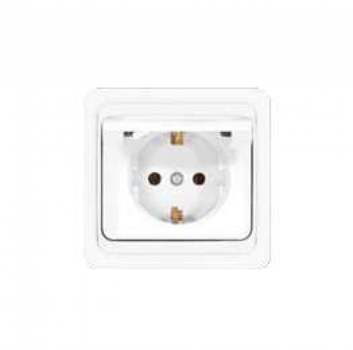 Розетка 1-м СП Валери 16А IP20 с заземл. с крышкой бел. UNIVersal В0029 В0029
