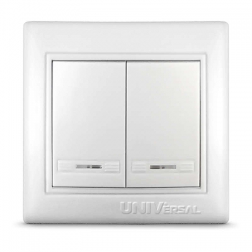 Выключатель 2-кл. СП Севиль 10А IP20 с подсветкой бел. UNIVersal С0123 С0123