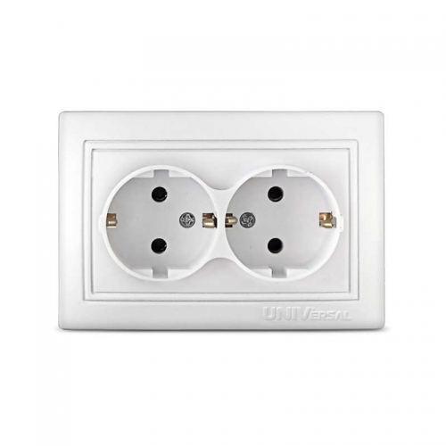 Розетка 2-м СП Севиль 16А IP20 с заземл. бел. UNIVersal С0128 С0128