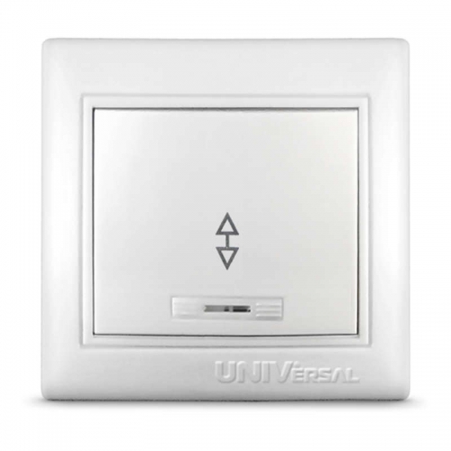 Переключатель проходной 1-кл. СП Севиль 10А IP20 с подсветкой бел. UNIVersal С0125 С0125