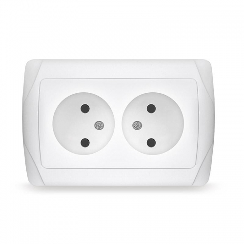 Розетка 2-м СП Маргарита 16А IP20 без заземл. бел. UNIVersal М0102 М0102