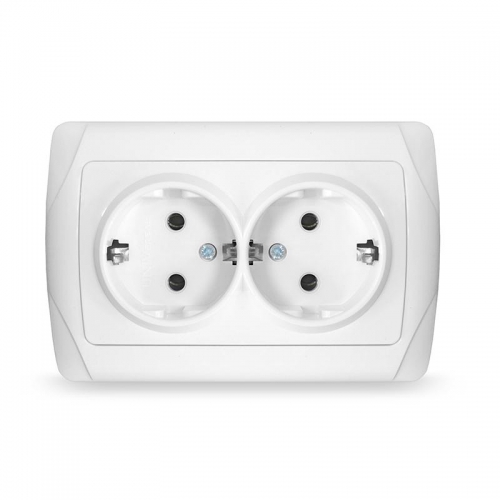 Розетка 2-м СП Маргарита 16А IP20 с заземл. бел. UNIVersal М0128 М0128