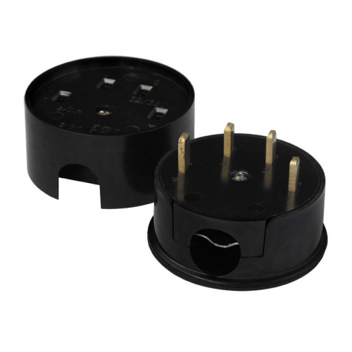 Разъем РШ-ВШ 32А 380В 3Р+РЕ кругл. черн. UNIVersal 1233 1233