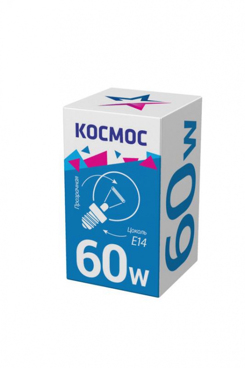 Лампа накаливания Шар 60Вт E14 прозр. Космос LKsmSSpCL60E14v2 LKsmSSpCL60E14v2