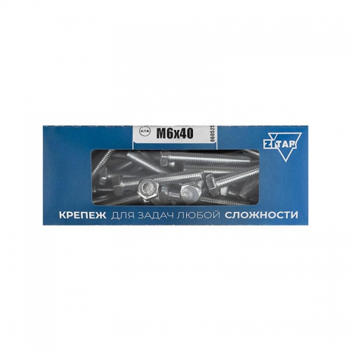 Болт DIN933 с шестигранной головкой М6х40 оцинк. (уп.50шт) Tech-KREP 105204 105204