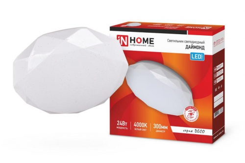 Светильник светодиодный DECO ДАЙМОНД 24Вт 230В 4000К 1560лм 300мм IN HOME 4690612033679 4690612033679