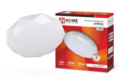 Светильник светодиодный DECO ДАЙМОНД 24Вт 230В 6500К 1560лм 300мм IN HOME 4690612033693 4690612033693