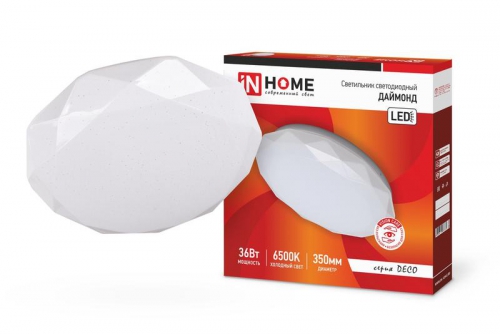 Светильник светодиодный DECO ДАЙМОНД 36Вт 230В 6500К 2340лм 350мм IN HOME 4690612033730 4690612033730