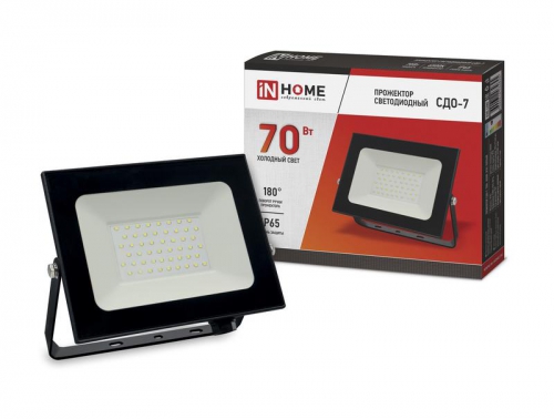 Прожектор светодиодный СДО-7 70Вт 6500К IP65 6300лм 230В черн. IN HOME 4690612034645 4690612034645