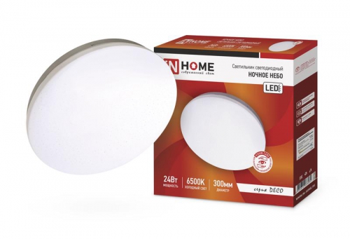 Светильник светодиодный DECO Ночное небо 24Вт 6500К 1560лм 230В 300х55мм IN HOME 4690612033532 4690612033532