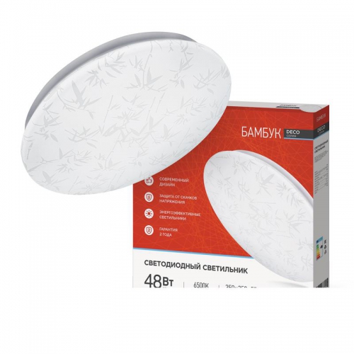 Светильник светодиодный DECO 48Вт 230В 6500К 3120лм 350х55мм БАМБУК IN HOME 4690612038605 4690612038605
