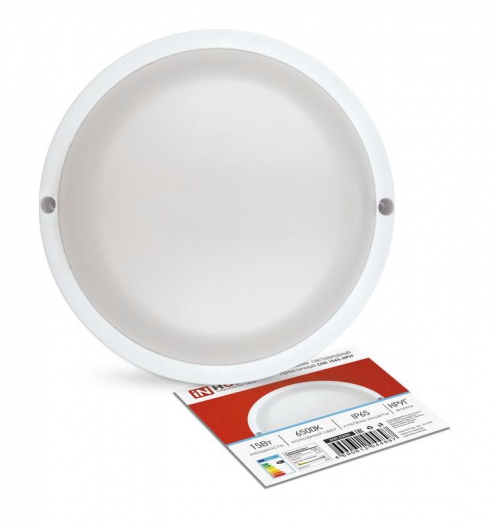 Светильник светодиодный герметичный СПП 1565-КРУГ 15Вт 6500К 1350лм IP65 140мм IN HOME 4690612044897 4690612044897