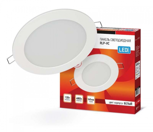 Светильник светодиодный RLP-VC 12Вт 4000К IP40 960лм 230В 145мм кругл. встраив. панель бел. IN HOME 4690612023366 4690612023366