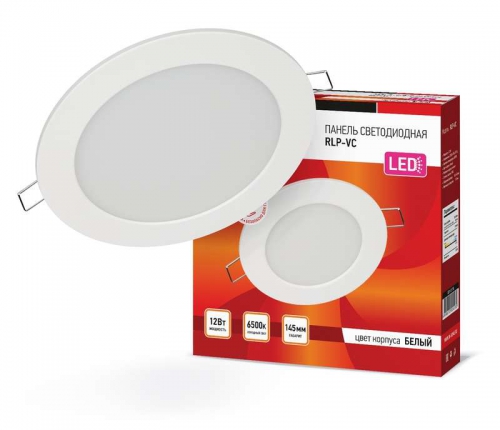 Светильник светодиодный RLP-VC 12Вт 6500К IP40 960лм 230В 145мм кругл. встраив. панель бел. IN HOME 4690612024530 4690612024530