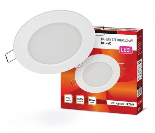Светильник светодиодный RLP-VC 9Вт 6500К IP40 630лм 230В 118мм кругл. встраив. панель бел. IN HOME 4690612024523 4690612024523