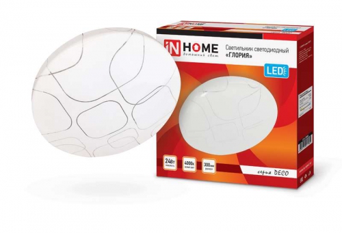 Светильник светодиодный DECO ГЛОРИЯ 24Вт 230В 4000К 1560лм 300мм IN HOME 4690612021904 4690612021904