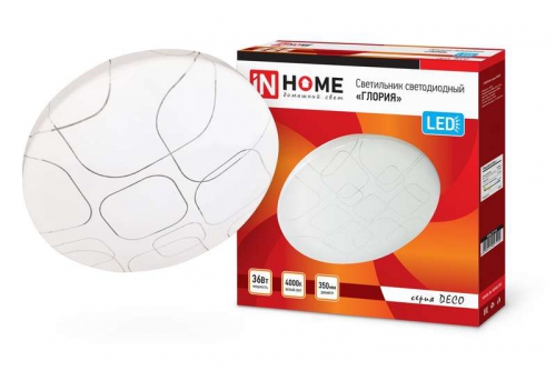 Светильник светодиодный DECO ГЛОРИЯ 36Вт 230В 4000К 2340лм 350мм IN HOME 4690612025100 4690612025100