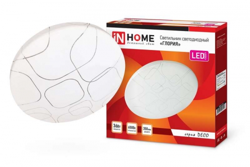 Светильник светодиодный DECO ГЛОРИЯ 36Вт 230В 6500К 2340лм 350мм IN HOME 4690612025117 4690612025117
