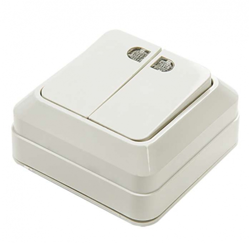 Выключатель 2-кл. ОП Bolleto 10А IP20 7123 накладной с подсветкой бел. ASD / IN HOME 4680005959778 4680005959778