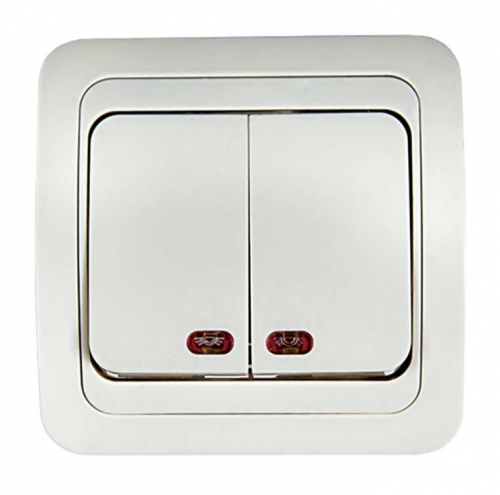 Выключатель 2-кл. СП Classico 2123 10А IP20 с подсветкой бел. ASD / IN HOME 4680005959877 4680005959877
