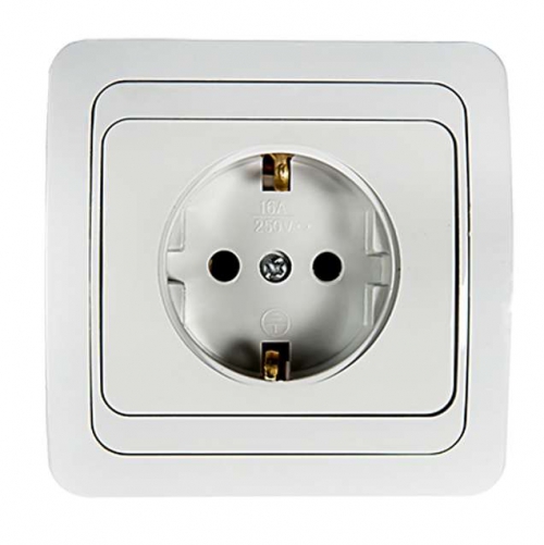 Розетка 1-м CLASSICO с заземл. 2028 бел. ASD / IN HOME 4680005959907 4680005959907