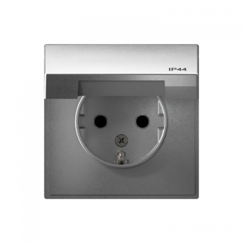 Розетка ArtGallery 16А IP44 с заземл. защ. шторки с крышкой механизм алюм. SE GAL440346 GAL440346